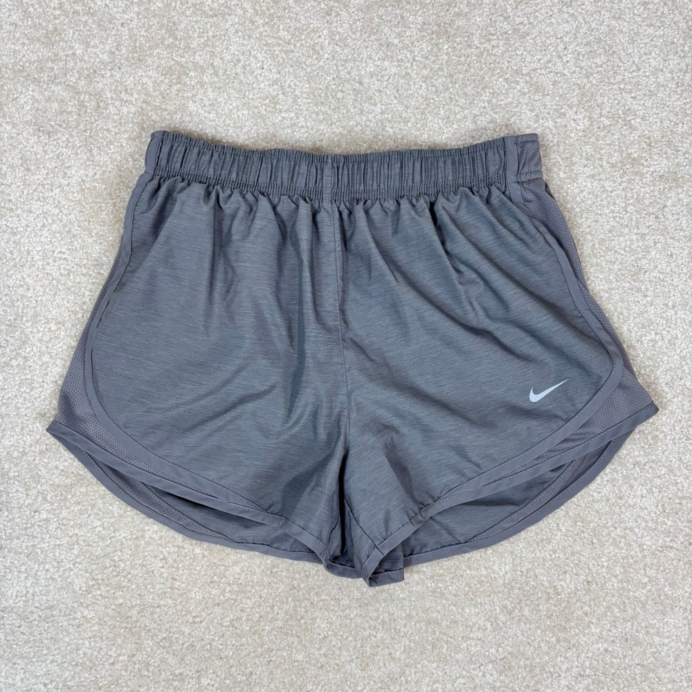 Nike Dri-FIT Tempo Running Shorts Gray Heather Mesh Panels Womens Medium